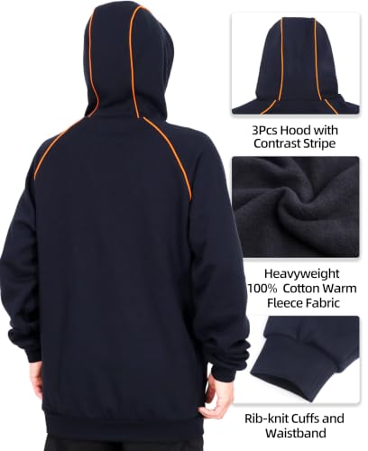 X-Large Navy BOCOMAL FR Heavyweight Fleece Hooded Work Sweatshirt