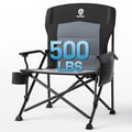 EVER ADVANCED Oversized Folding Camping Chair - Heavy Duty Outdoor Lawn Chair with Side Pockets - Black