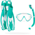 Cressi Kids Snorkeling Set with Adjustable Fins, Silicone Mask & Dry Snorkel Aqua Green/White L/XL