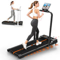 Walking Pad Treadmill for Home - Black-Orange, 7.5 MPH, 3.0HP Incline, App & Speakers