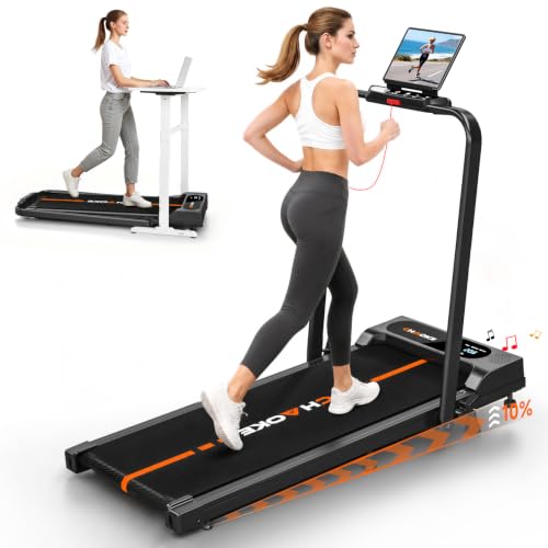 Walking Pad Treadmill for Home - Black-Orange, 7.5 MPH, 3.0HP Incline, App & Speakers