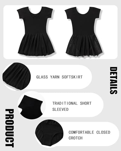 Girls Ballet Leotard for Toddlers with Criss-Cross Back - Black 4-5T