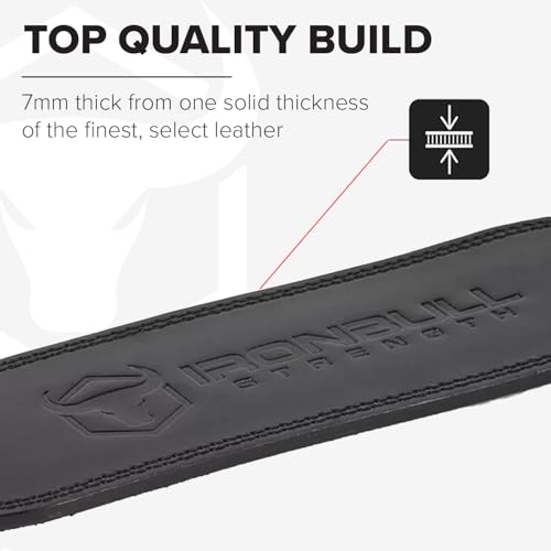 Black Medium Leather Weight Lifting Belt 4” Tapered Support for Powerlifting & Gym