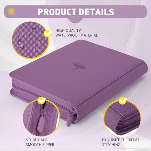 Trading Card Binder 9-Pocket Organizer with 360 Capacity - Purple