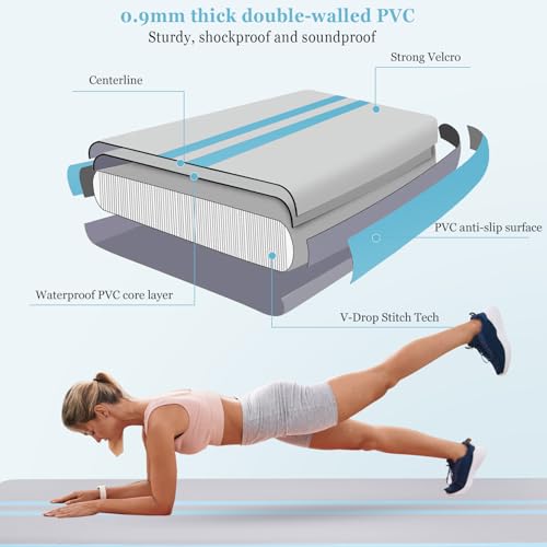 ROMELANDS Mint Green Inflatable Air Gymnastics Tumble Track Mat 10ft with Electric Pump