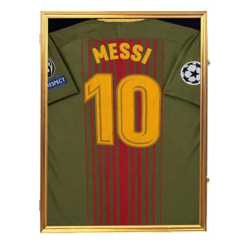 Gold Frame Jersey Display Case with UV Protection Acrylic & Black Background - Model: Gold Frame