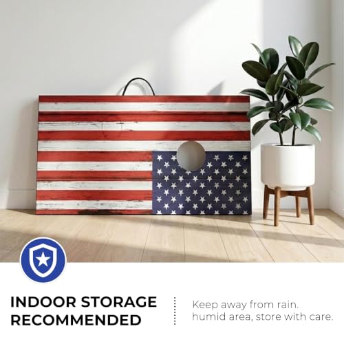 Sport Beats Cornhole Board Set - MDF Wooden Tailgate or Regulation Size with 8 Bean Bags - American Flag 4' x 2' Variation