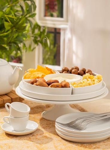 Sweese Porcelain Divided Serving Dishes Set - White, 5 Compartments for Party Snacks