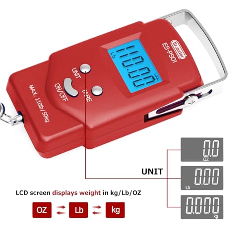 Digital Fish Scale 110 lb with Tape - Red