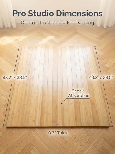 Portable Bamboo Dance Floor Mat 48x39in with Storage Bag, Reversible Non-Slip Practice Surface