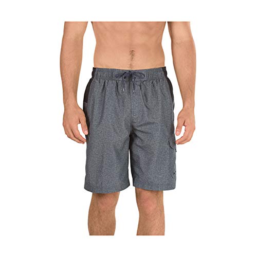 Speedo Men's Knee Length Swim Trunk - Heather Grey, Large, Quick-Dry
