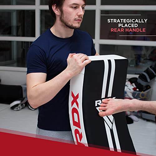 RDX White Muay Thai Kick Shield - Curved Heavy Striking Body Pad for MMA Boxing Training