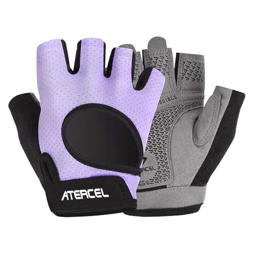 Violet Medium Weight Lifting Gloves with Full Palm Protection for Gym & Cycling