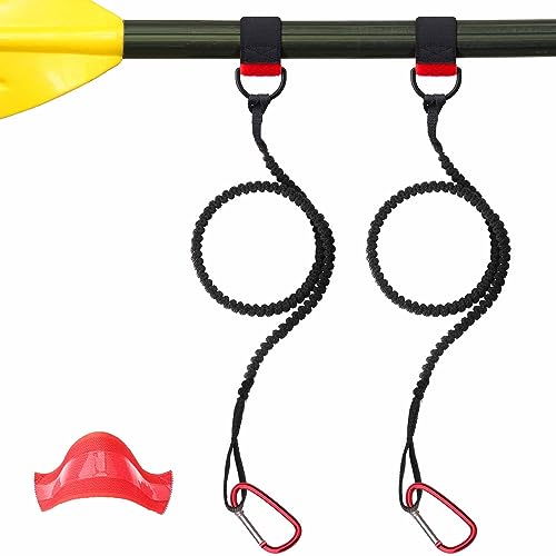 2 Pack Kayak Paddle Leash with Gel Grip for Secure Paddling & Fishing Rods - Boncas