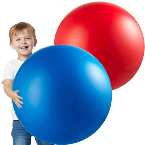 PlayBolt Jumbo 18-Inch Playground Balls for Kids - 2 Pack Red & Blue