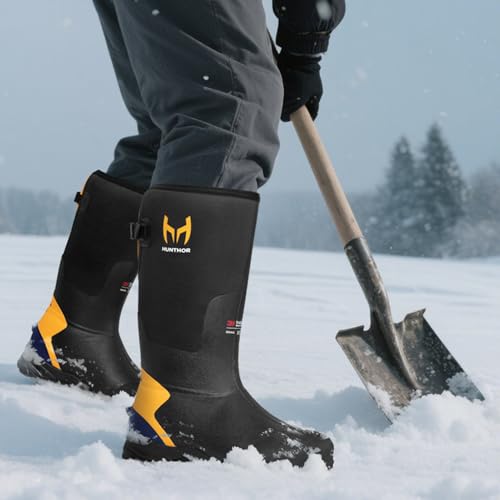 Hunthor Steel Toe Work Boots for Men - Black, 6 / Waterproof, Cold-Weather