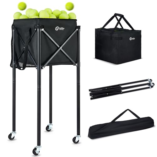 ShelfElites Plus Portable Tennis Ball Hopper with Handle - Ball Collector & Storage for Court & Practice