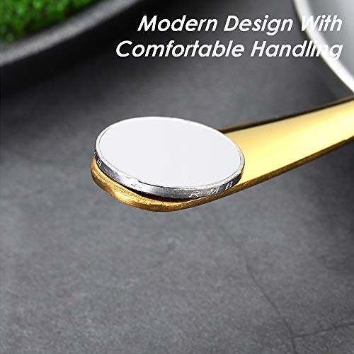 Gold Plated Stainless Steel Dinner Forks and Spoons Set - 12 Pieces