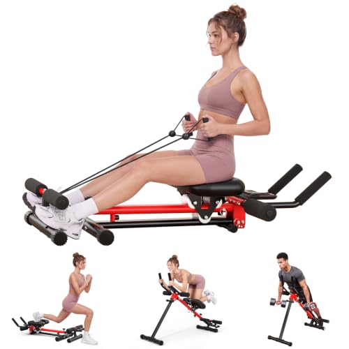 Foldable Ab Rowing Machine for Home Gym - Adjustable Core Trainer