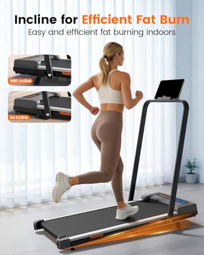 Elseluck Walking Pad Treadmill with Incline, Handle Bars & Remote Control