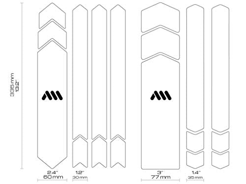 All Mountain Style MTB Bike Frame Protector Full Set - Clear/Silver, 18 Pieces