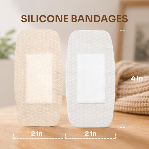 Sensitive Skin Silicone Bandages 2x4 Inches, 20 Count - First Aid Wound Dressings