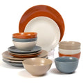 Rustic Mix Sango Siterra 16-Piece Stoneware Dinnerware Set for 4 - Chip Resistant, Microwave & Dishwasher Safe