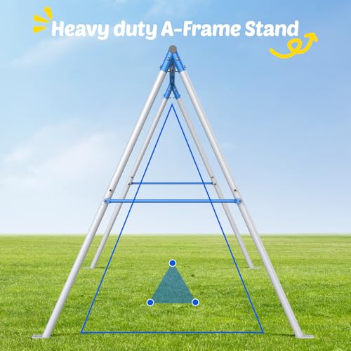 Trekassy Backyard Swing Set with Saucer & Toddler Swing, Heavy-Duty A-Frame, Supports 440lbs