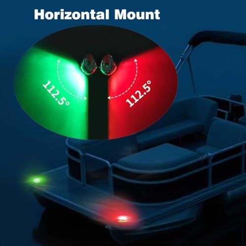 Marine LED Navigation Lights Pair - Waterproof Bow & Stern Lights for Boats