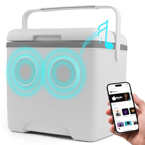 Maliansun Off-White Cooler with Bluetooth Speakers, 48-Hour Ice Retention