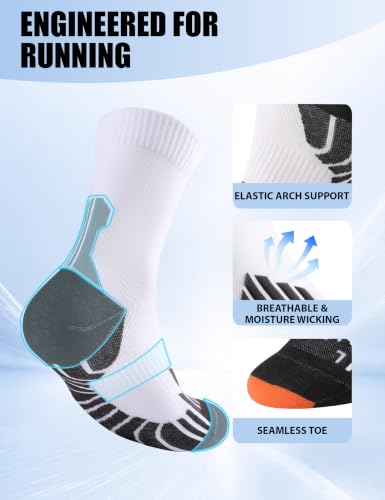 Crew Compression Running Socks - 9-13 mmHg Arch Support - White Gray Black, 3 Pairs - Variation of THIS listing