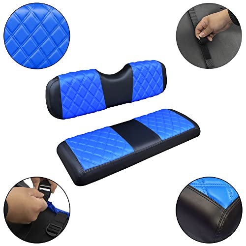 NOKINS Blue & Black Golf Cart Rear Seat Cover Fits Aftermarket Standard Cushions