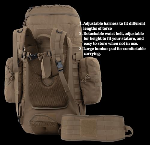 75L Camo Tactical Backpack with Internal Frame, MOLLE & Hydration System - Backferry