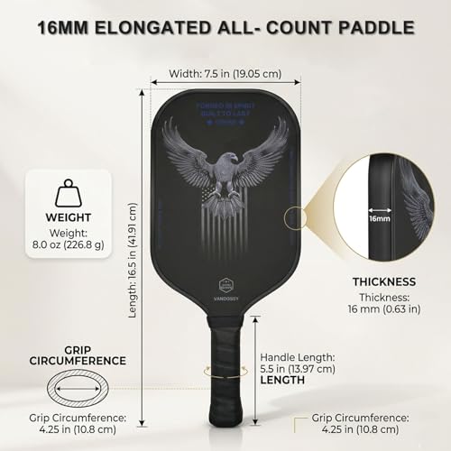 Vandossy T700 Carbon Fiber Pickleball Paddle - 250th Anniversary Edition SQ 16MM
