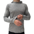 Men's X-Large Grey Merino Wool Hoodie Shirt - Lightweight UV-Protective Base Layer