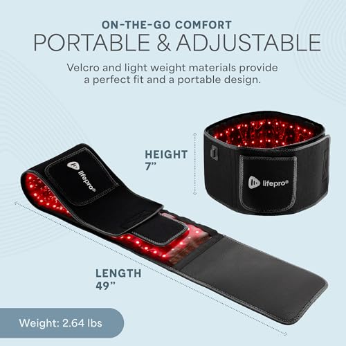 Lifepro Allevared Red Light Therapy Belt Black - 105 LEDs, Body Wrap, Home Use