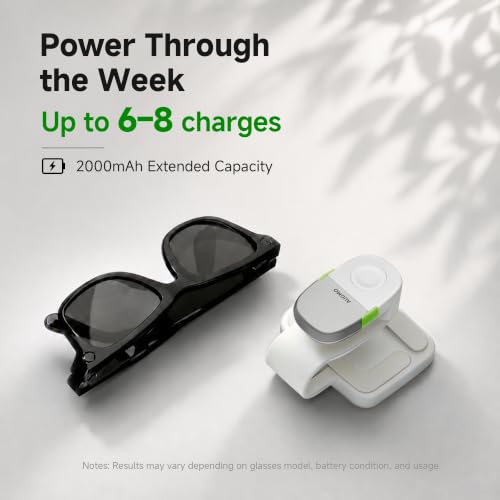 AUGMO Car Visor Charger for Ray-Ban Meta Gen 1, 2 & 3 - White