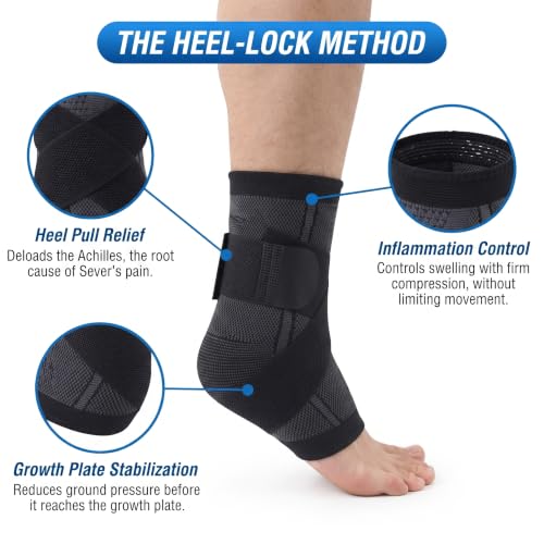 Youth Heel & Ankle Support Sleeve - Compression Brace for Kids, Green M