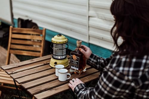 Vintage Rechargeable LED Camping Lantern - Dusty Yellow, Adjustable Brightness, Battery Operated Outdoor Light