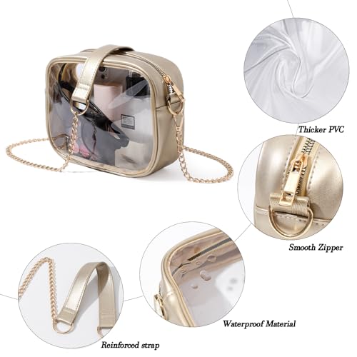 TOBVZOO Clear Bag Stadium Approved Crossbody Transparent Bag - Gold