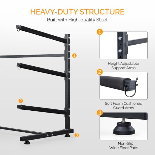 Bonnlo 3-Tier Freestanding Kayak Storage Rack - Heavy Duty Adjustable Boat & Surfboard Stand