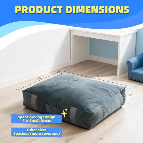 GYMMALL Gray 3'x4' Crash Sensory Pad with EPE Foam for Kids, Autism & Therapy Safety
