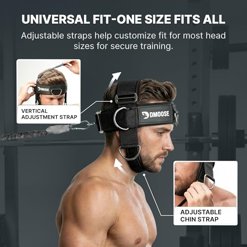 DMoose Fitness Black Plus Neck Harness for Weight Lifting with Support Strap