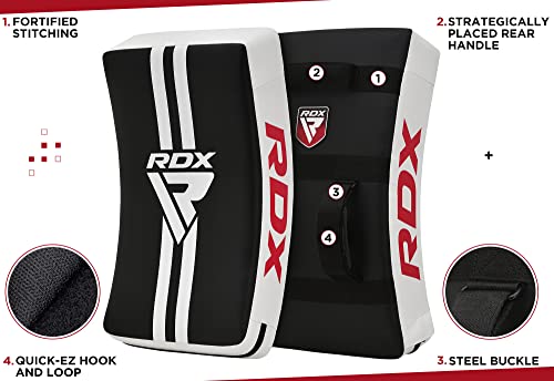RDX White Muay Thai Kick Shield - Curved Heavy Striking Body Pad for MMA Boxing Training