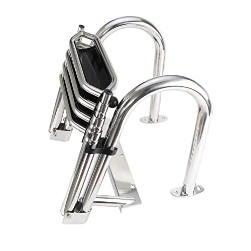 Heavy Duty Telescoping Boat Ladder with Wide Steps & Hand Railings - 4 Step Dock Ladder for Watercraft