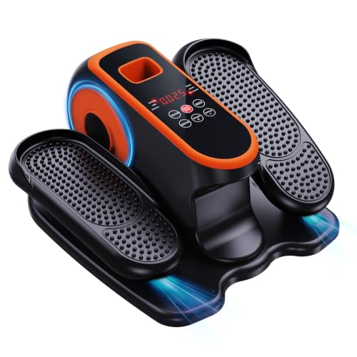 Orange Under Desk Elliptical Machine with Remote Control and 12 Adjustable Speeds