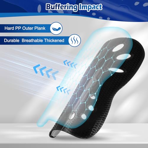 Soccer Shin Guards for Youth & Adults - Black & White, Small, Breathable & Lightweight