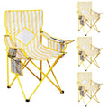 Yellow Folding Camping Chair with Cooler Pouch Mesh Backrest Cup Holder 4 Pack