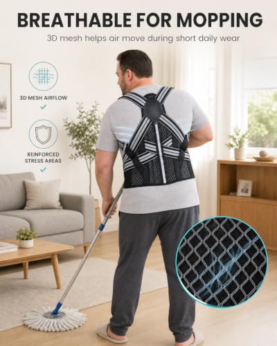 Men's Plus Size Posture Corrector 5XL - Full Back Support Brace for Home & Office Use