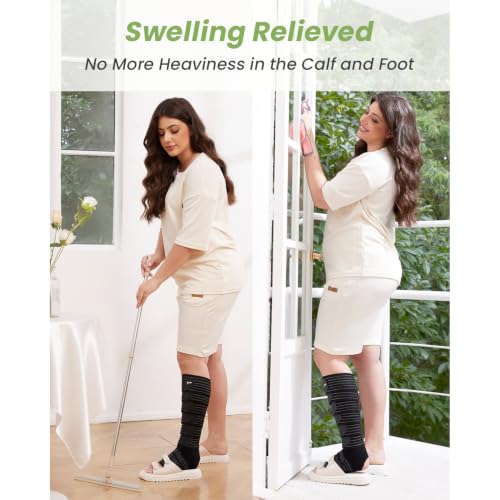 Pozpo Tech Plus Size Calf & Foot Compression Wrap Black Large Swelling Edema Relief